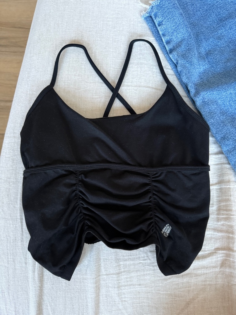 Free people black Ruched Strappy Tank